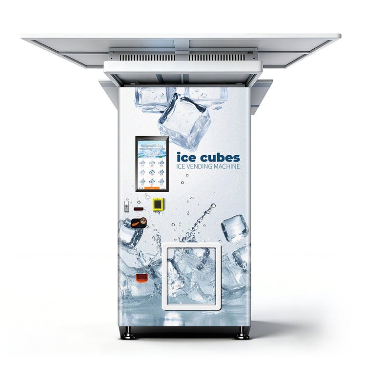 Outdoor Packaged Ice Vending Machine with Roof Canopy